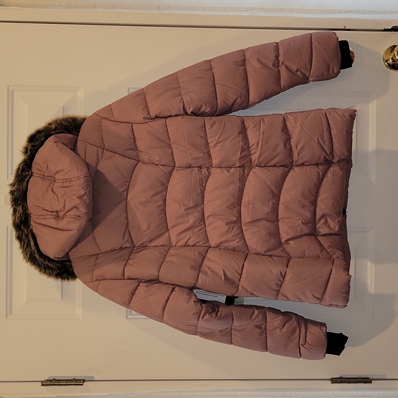 NWT YMI Collection Quilted Puffer Coat Jacket Fur Hood Mauve (Pink) Size XL - Picture 2 of 6
